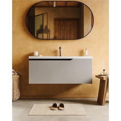 Mobile bagno clear grey 100x45 Modena lavabo in ceramica lucida (1/5)