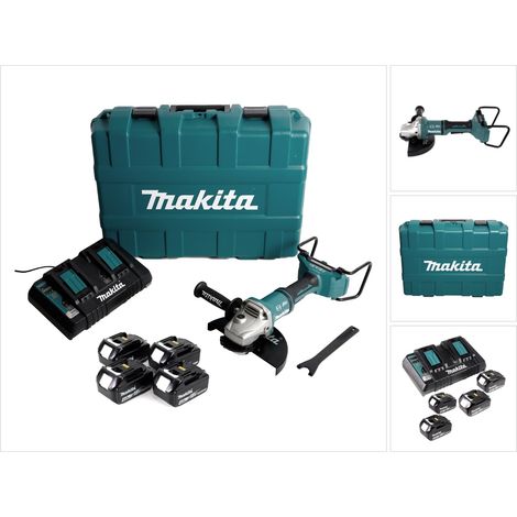 Makita DGA 900 PM4KX2 Meuleuse d'angle sans fil 36V ( 2x18V ) 230mm Brushless + 4x Batteries 4,0Ah + Chargeur double + Écrou de serrage rapide ''Ezynut'' + Coffret (1/5)