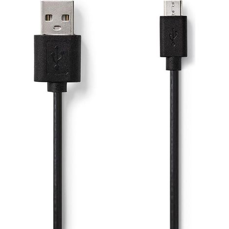 Cable usb usb 20 usb a macho usb micro b macho 9 w 480mbps niquelado 500 metros redondo pvc negro bolsa de plastico