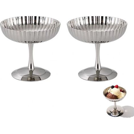 Juego de 2 vasos de acero inoxidable para postres, Vasos para helado, yogur y pudín, Reutilizables, Fáciles de guardar, hogares, Color plata (1/5)