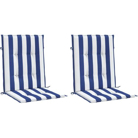 Lowback Chair Cushions 2 pcs Blue&White Stripe Fabric vidaXL (1/2)