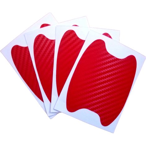 (Lot de 4 autocollants rouges) Protection anti-rayures pour poignées de porte de voiture, en fibre de carbone, accessoire de style extérieur (1/5)