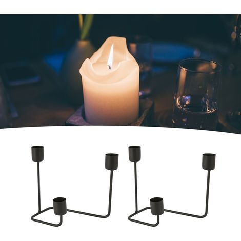[Candelabro] + candelabro negro de 3 brazos: velas cilíndricas con decoración metálica sencilla y moderna para bodas y eventos. (1/5)