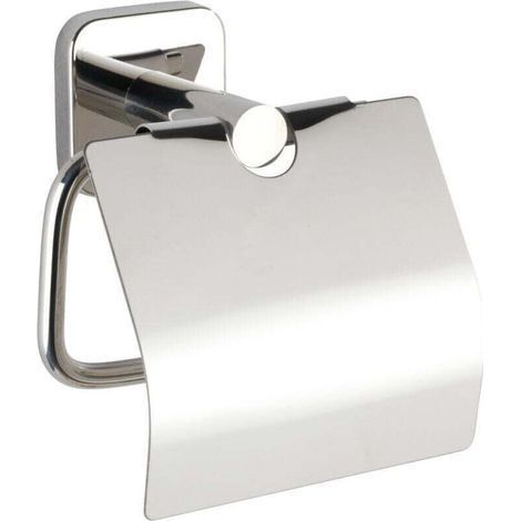Mezzano wall-mounted toilet paper holder, Wall-mounted toilet paper dispenser with lid, Stainless steel, 15x13x7 cm, glossy (1/4)