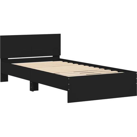 Bed Frame without Mattress with Headboard Black 100x200 cm vidaXL