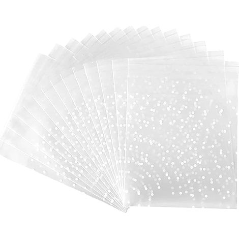 Sacs à biscuits transparents, 200 pièces sacs en cellophane et en plastique sacs à biscuits petits sacs autocollants (5,5 x 5,5 cm) pour biscuits, bonbons et chocolat (1/5)