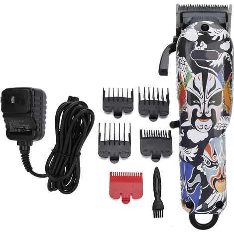 Tondeuse électrique rétro à huile, outil professionnel de coupe de cheveux rechargeable pour salon, peignes de limitation 5 pièces, prise américaine 110-240V (1/5)