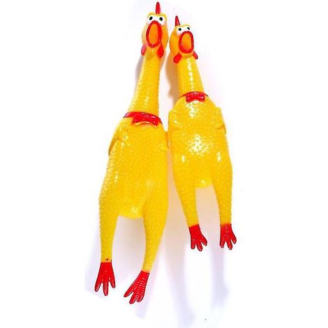 Ensemble de 2 jouets pour chien en forme de poulet jaune qui crie - Jouet anti-morsure pour animaux de compagnie (32 cm + 17 cm) (1/3)