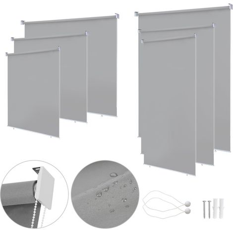 Vingo – Store enrouleur extérieur 100x140cm gris – Protection solaire imperméable – 100% obscurcissant – Installation facile pour balcon et terrasse (1/5)