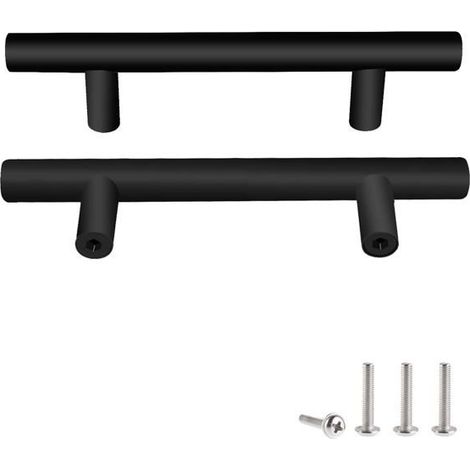 Lot de 2 boutons/poignées de meuble inox noir - entraxe 96 mm (avec vis) (1/4)