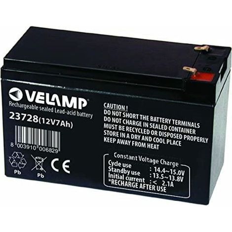 Batterie rechargeable au plomb 12V 7Ah pour UPS - VELAMP - 23728