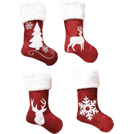 Breloques pour bas de Noël, grand motif de cerf, bas décoratifs, sacs cadeaux pour bas, paquet de quatre (1/5)