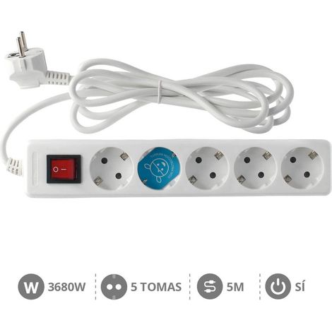 Base múltiple 5 enchufes con interruptor 5 metros de cable GSC 0000795 (1/2)