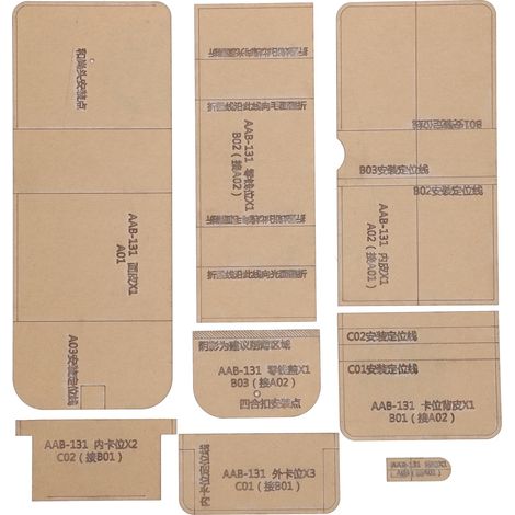 8Pcs Acrylic Template Short Wallet DIY Hand‑Made Leather Pattern Mold Art Craft Tools (1/5)