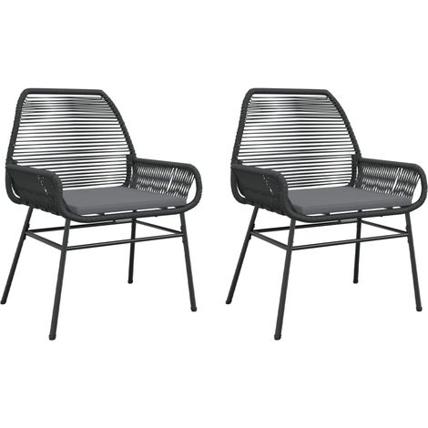 Maison Exclusive - Gartenstühle 2 Stk. mit Kissen Schwarz Poly Ra