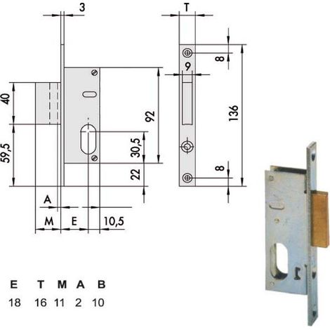 Serrure d'insertion pour montants All 44240-18-0 Cisa