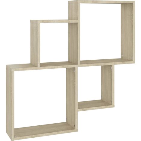 vidaXL Estante cubo de pared contrachapado roble Sonoma 80x15x78,5 cm (1/2)