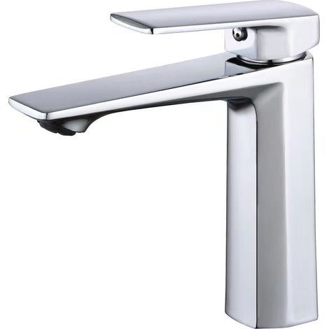 Copper core basin faucet for bathroom sinks and washbasins, hot and cold water faucets, gunmetal gray - electroplated finish