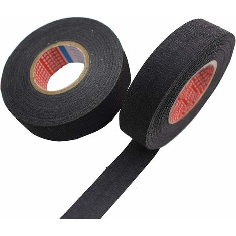 2PCS Noir Ruban adhésif auto-adhésif voiture véhicule Tissu Chiffon Bande Circuit Faisceau de câblage dédiée haute température pour voiture(19 mm x 15 m,25mm x 15 m)-Chrom (1/5)