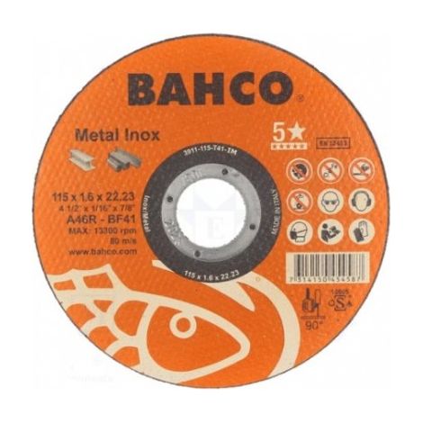 DISCO ABRASIVO CORTE 115X1.6 A46R IN ME - BAHCO