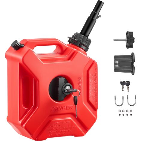 Mophorn Kraftstoffkanister 5 L, Benzinkanister mit Ausguss und sicherer Halterung, maximale Durchflussrate von 15 L/min, Flüssigkeitsbehälter geeignet für Autos, Motorräder, ATVs und UTVs, rot