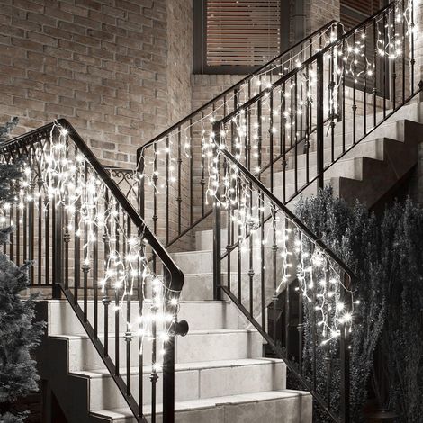 Guirlande Lumineuse Exterieure Noel, 5 M 216LED Rideau Lumineux Noel Exterieur avec 8 Modes, IP44 Étanche Connectable Guirlande Stalactite Extérieure pour Fête Jardin Balcon Fenêtre