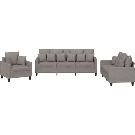 Ensemble de Canapé  Sofas 3 pcs avec coussins taupe tissu (1/5)
