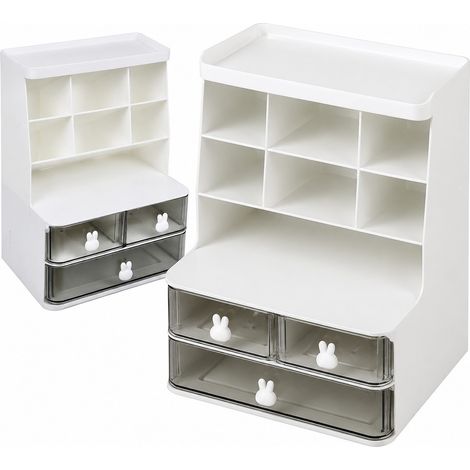 Organiseur de bureau avec tiroirs, boîte de rangement cosmétique en plastique, 30 cm de hauteur, multifonctionnel (1/5)