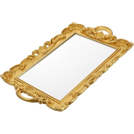 Plateau Miroir Vintage Carré en Verre Miroir Européen Décoratif Multi-Usages pour Rangement Bijoux et Accessoire Photo Plateau Décoratif Rétro Élégant pour Meuble de Maison (1/5)