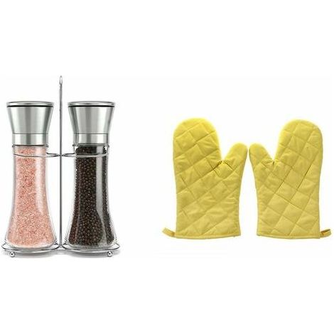 royaluxe - Ensemble de moulin à sel et à poivre en acier inoxydable de qualité supérieure avec support (1/3)