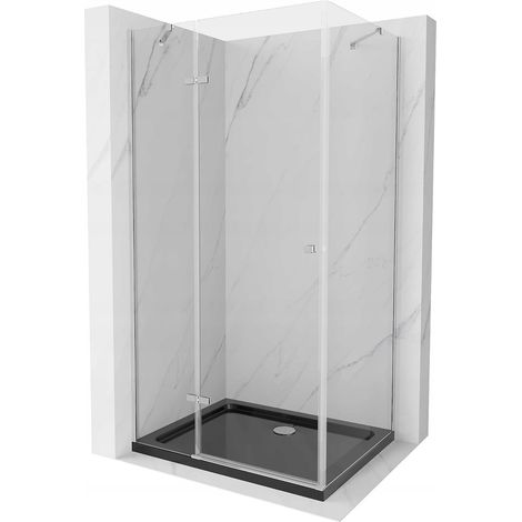 Mexen Roma cabine de douche pivotante 120 x 80 cm, transparente, chrome + receveur plat, noir - 854-120-080-01-00-4070 (1/5)