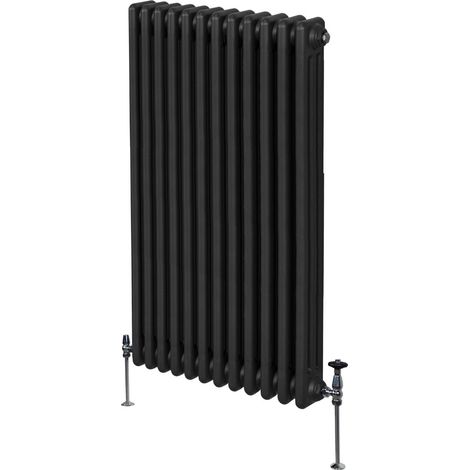 Radiador Tradicional Vertical de 3 columnas 1500mm x562mm  Negro   Acero  Montado en pared  Kit de fijación y soportes  + Cepillo de limpieza GRATIS  Calefacción estufa calefactor