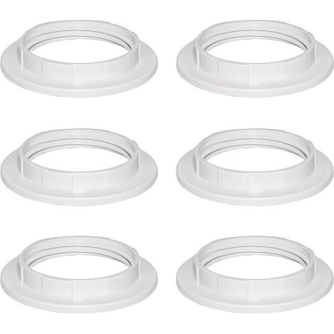 6 Pièces Blanc Plastique Anneau Réducteur Abat Jour E27 40MM, Accessoires pour Abat-Jour Bague Plaque Convertisseur d’Adaptateur, E27 Anneau Réducteur d'Abat-Jour pour Lampe de bureau, Plafonniers (1/5)