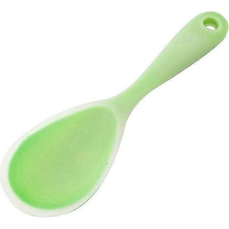 Non-Stick Rice Spoon Silicone Ladle Soup Spoon with Handle Heat Resistant Shovel Kitchenware (Pink, 22.3 x 6.8cm) (1/3)