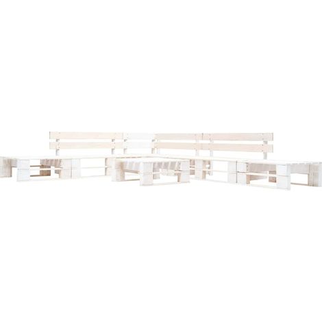 Salon de jardin palette 6 pcs Ensemble Table et Chaise de Jardin - Bois Blanc BV167055 - BonneVie (1/3)