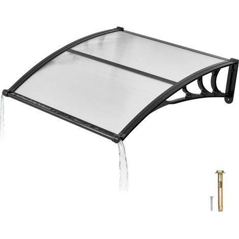 Auvent de porte extérieur, 38 x 40 cm, avec drainage et support ABS, protection pluie neige soleil, polycarbonate transparent pour porche et patio. (1/5)
