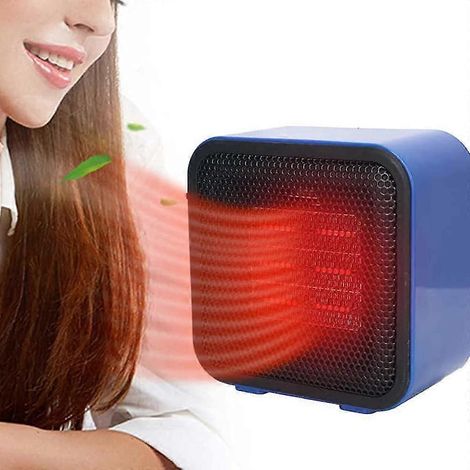 Mini radiateur d'appoint 600 W, radiateur électrique portable bleu en céramique pour la maison et le bureau (1/5)