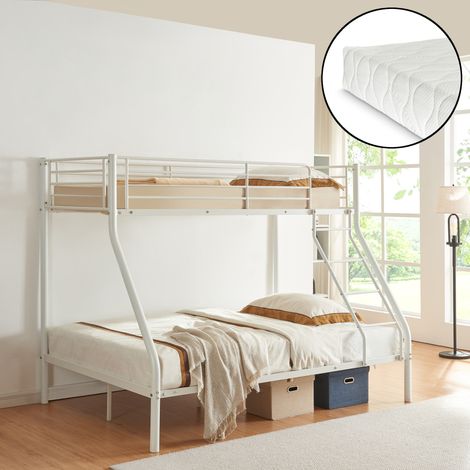Litera con colchones de espuma fría metal y poliéster 210 x 147,5 x 168 cm - Blanco [neu.haus] (1/5)