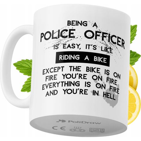 Lustige Kaffeetasse mit witzigem Textdesign für Polizisten – ideal für Geburtstage, Namenstage, Feiertage und besondere Anlässe. Hochwertige Tasse für Zuhause, Büro und Arbeit. Farbe: Weiß, 330 ml.
