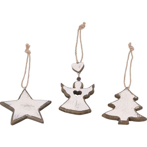 3 Étoiles Rustiques en Cèdre pour Noël - Décoration Murale Ange Rétro en 5 Pointes (1/5)