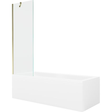 Mexen Cubik bañera rectangular 150 x 70 cm con cubierta y mampara de 1 hoja 60 cm, transparente, dorado - 550315070X9506000050 (1/5)