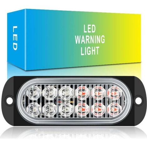 2pcs 6 LED Strobe Warning Light Strobe Grille Flashing Light Bar Car Truck Beacon Lamp Amber Yellow Traffic Light 12V-24V yellow light (1/4)