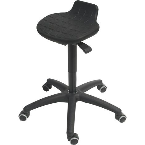 Drehhocker mit Rollen, Sitzhöhe 445 - 635 mm, Sitzfläche: PU schwarz
