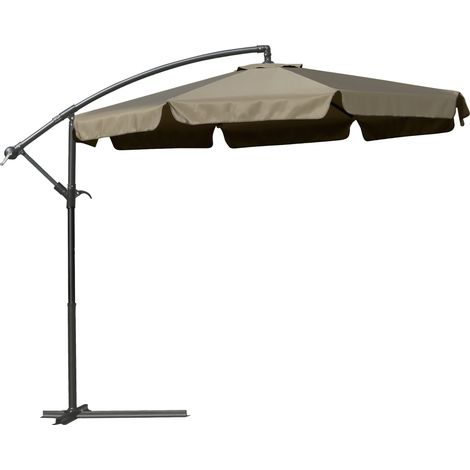 Parasol Gardenino à manivelle Ø2,7x2,7 m métal poliester café