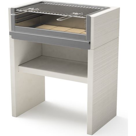 TUOZI - Barbacoa de Obra para Leña y Carbón Modelo VENIT FLEX Plus Inox (Gris/Blanco - 78 x 47 x 95 cm) REF: T00671 - Uso en Exteriores