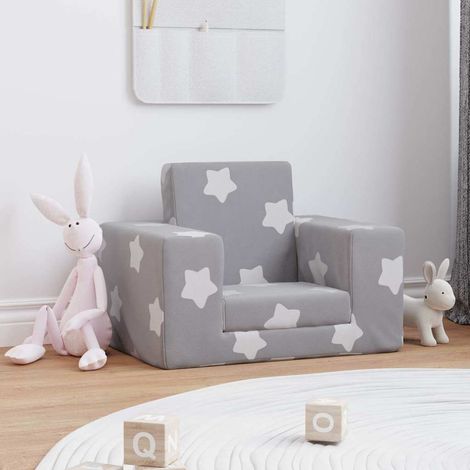 Canapé-lit,Canapé convertible pour enfants Gris clair avec étoiles Peluche douce CFW84467 (1/5)