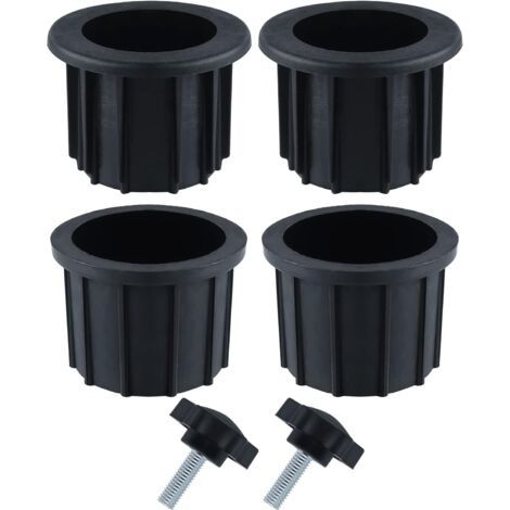 2 set (6 pezzi) di accessori per ombrellone da balcone, 4 anelli per fori per ombrellone e 2 viti con manopola, accessori per portaombrellone per tavolo da patio, balcone, terrazze (nero)