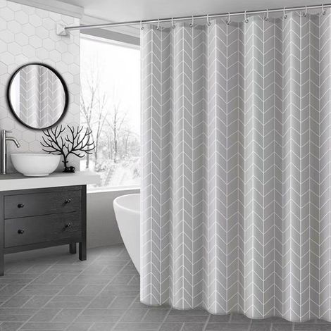 Rideau de Douche Imprimé Océan Abstrait - Design Géométrique - Imperméable - Accessoire Décoratif pour Baignoire - Taille Standard (1/5)