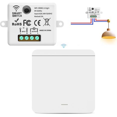 Interrupteur sans fil avec récepteur, 433 MHz, AC85-265 V, interrupteur va-et-vient sans fil, interrupteur d'éclairage sans fil, aucun câblage requis