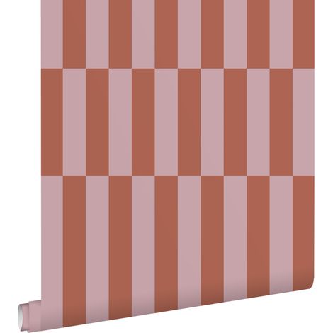 papier peint à rayures terracotta et vieux rose - ESTAhome (1/5)